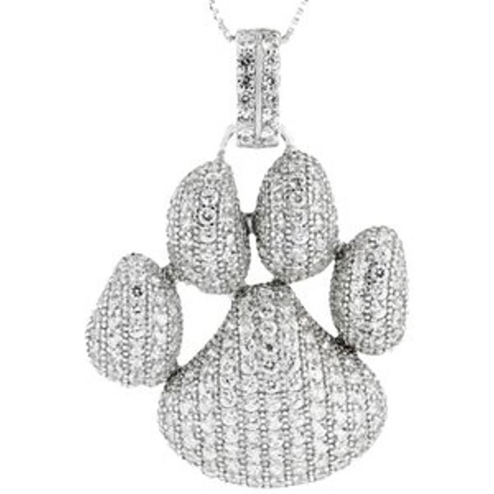 Genuine White Zircon 4.76cttw 925 Paw Pendant